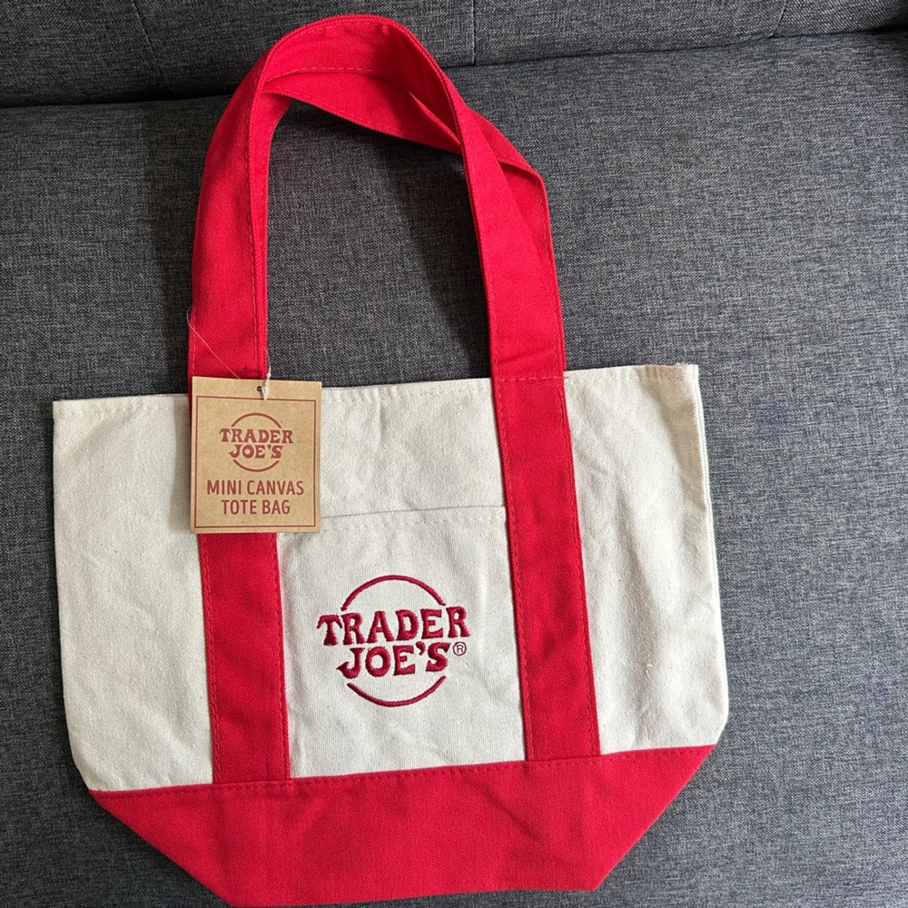 NEW Trader Joe’s Mini Canvas Tote Bag REDLimited Edition